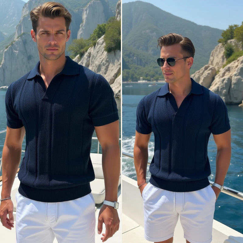 The Capri Ribbed Cotton Knit Polo