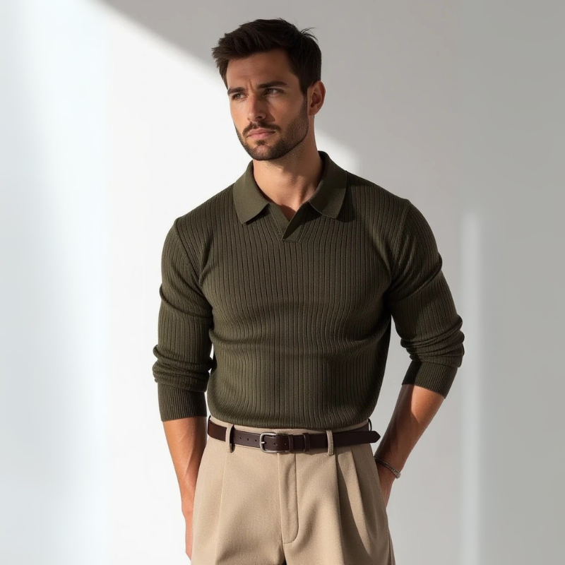 The Lisbon Ribbed Cotton Knit Polo