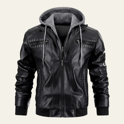 The Palermo Hooded Biker Faux Leather Jacket